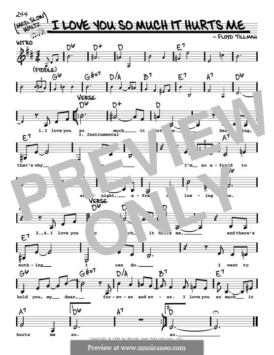 I Love You So Much It Hurts Me: Melody line by Floyd Tillman