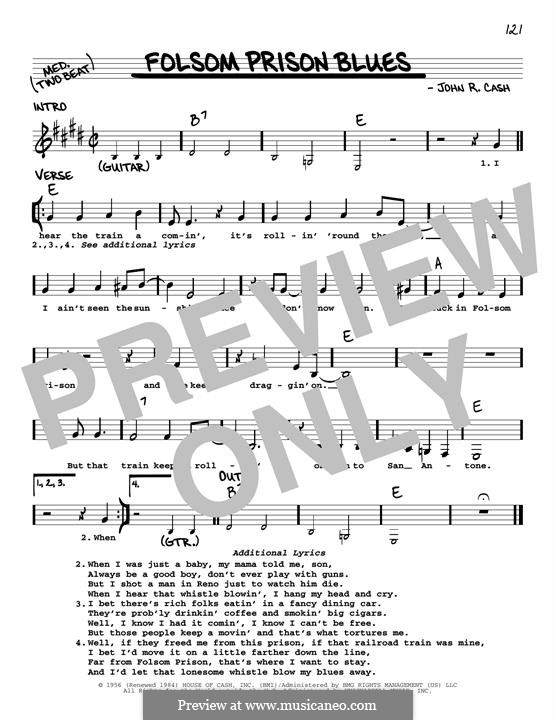 Folsom Prison Blues by J. Cash - sheet music on MusicaNeo