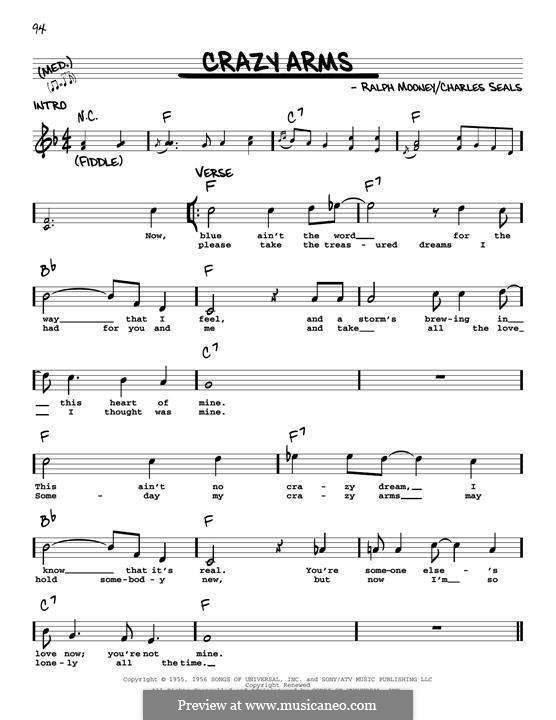 Crazy Arms (Ray Price): Melody line by Charles Seals, Ralph Mooney
