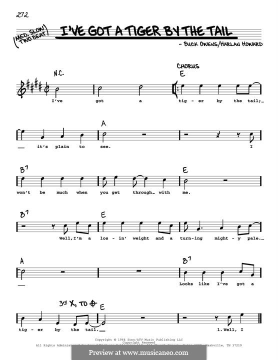 I've Got a Tiger By the Tail (Buck Owens): Melody line by Harlan Howard