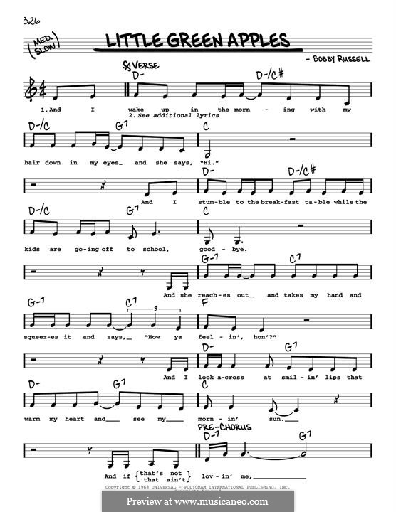 Little Green Apples by R. Miller sheet music on MusicaNeo