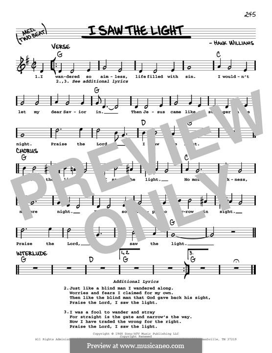 I Saw the Light by H. Williams - sheet music on MusicaNeo