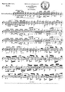 L'elisir d'amore (The Elixir of Love): Selected Melodies, for Guitar by Gaetano Donizetti