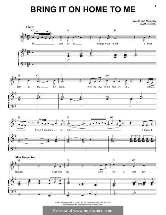 Bring It On Home To Me: For voice and piano (Michael Bublé) by Sam Cooke