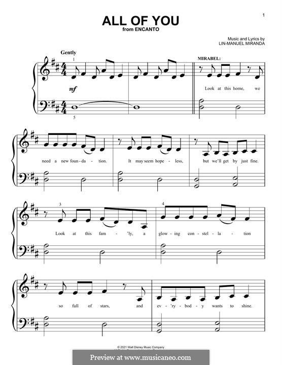 All Of You (from Encanto): For piano by Lin-Manuel Miranda