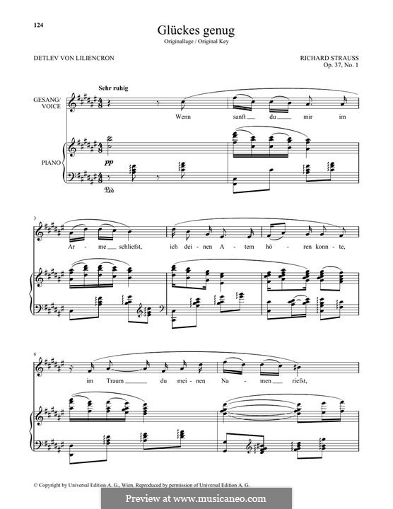 No.1 Glückes genug: High Voice by Richard Strauss