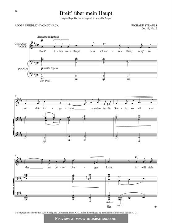No.2 Breit' über mein Haupt: Low Voice by Richard Strauss