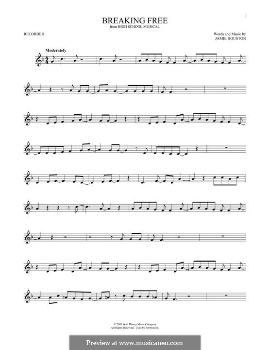 Breaking Free (from High School Musical): For recorder by Jamie Houston