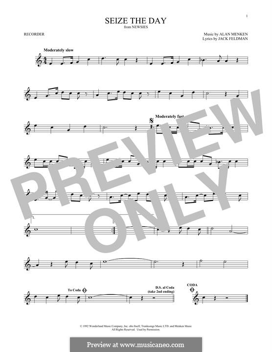 Seize the Day (from Newsies): For recorder by Alan Menken