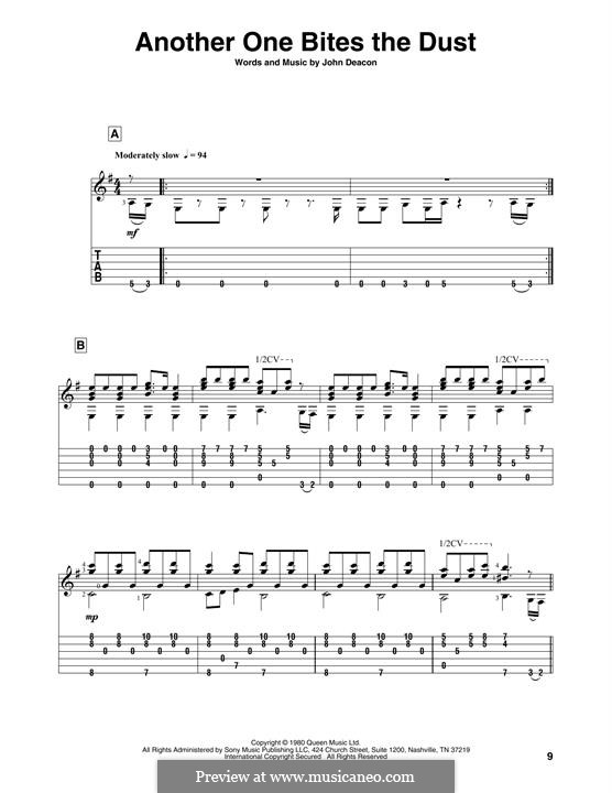 Another One Bites the Dust (Queen): For guitar with tab by John Deacon