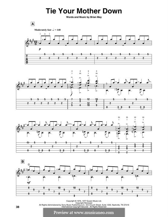 Tie Your Mother Down (Queen): For guitar with tab by Brian May