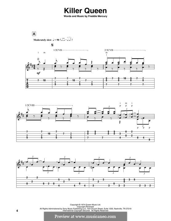 Killer Queen (Queen): For guitar with tab by Freddie Mercury