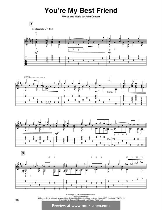 You're My Best Friend (Queen): For guitar with tab by John Deacon