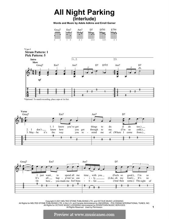 All Night Parking (Interlude) Adele: For guitar with tab by Erroll Garner