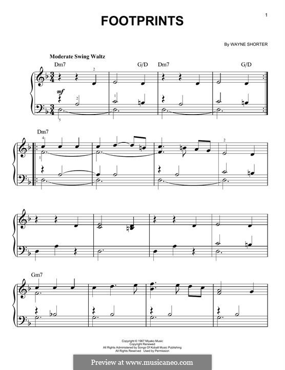 Footprints: For piano by Wayne Shorter