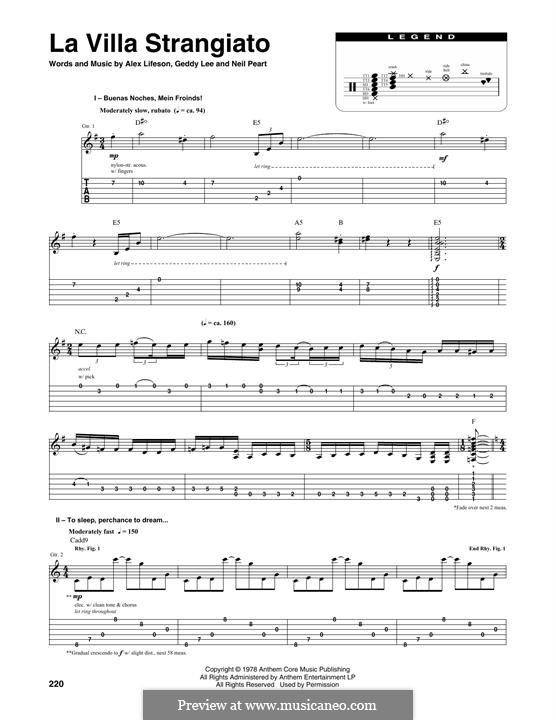 La Villa Strangiato (Rush): Transcribed Score by Alex Lifeson