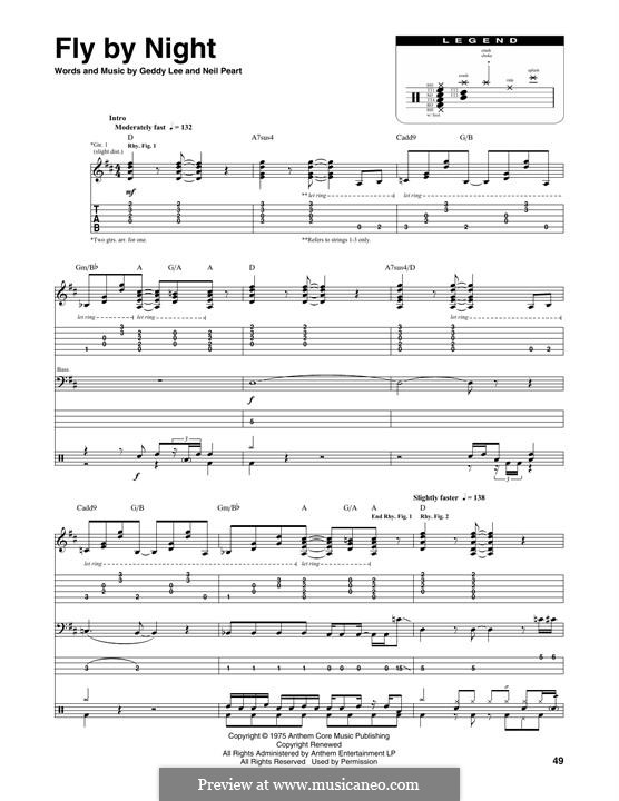 Fly By Night (Rush): Transcribed Score by Alex Lifeson