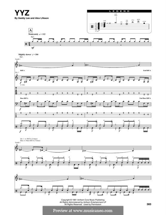 YYZ (Rush): Transcribed Score by Alex Lifeson, Geddy Lee