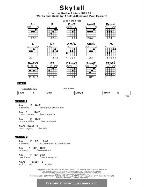 Vocal version: Lyrics and guitar chords by Adele, Paul Epworth