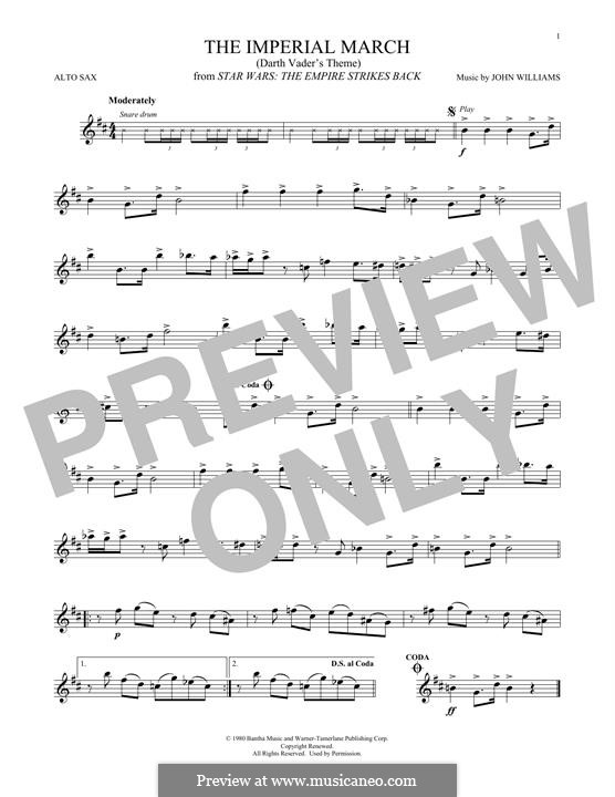 The Imperial March (Darth Vader's Theme): For alto saxophone by John Williams