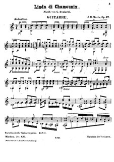 Transcription on Theme from 'Linda di Chamounix' by Donizetti, Op.27: Transcription on Theme from 'Linda di Chamounix' by Donizetti by Johann Kaspar Mertz