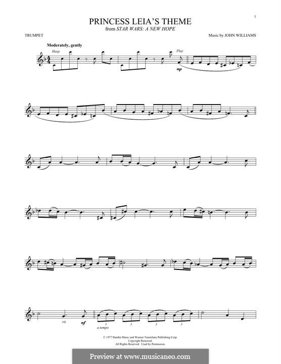 Princess Leia's Theme (from Star Wars: A New Hope): For trumpet by John Williams