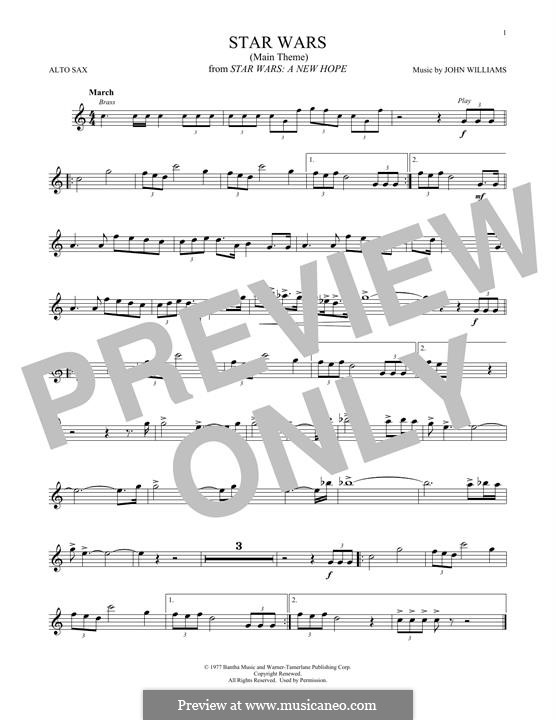 Star Wars (Main Theme): For alto saxophone by John Williams