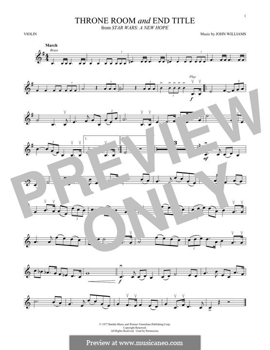 Throne Room and End Title (from Star Wars: A New Hope): For violin by John Williams