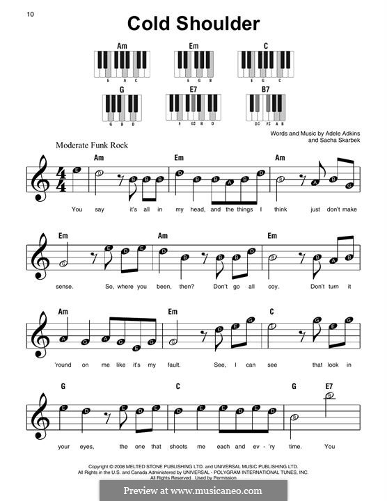 Cold Shoulder: For easy piano by Adele