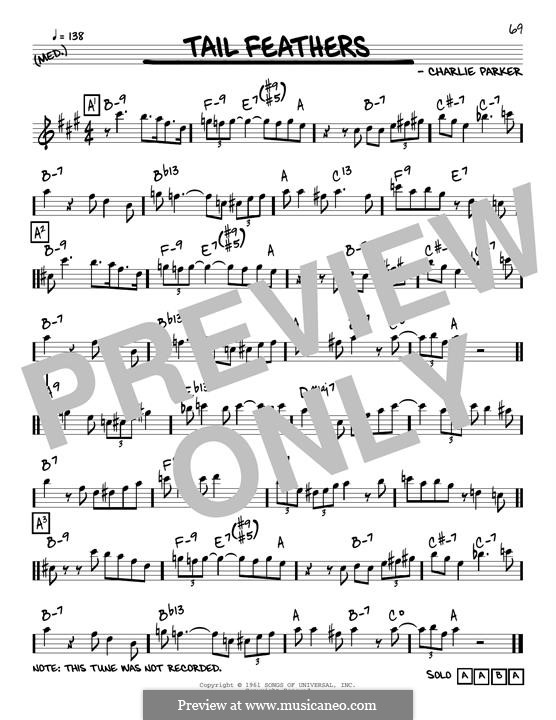 Tail Feathers: Melody line by Charlie Parker