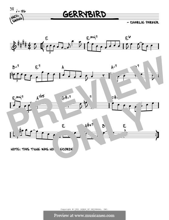 Gerrybird: Melody line by Charlie Parker