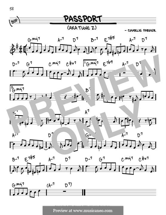 Passport: Instrument in E flat by Charlie Parker