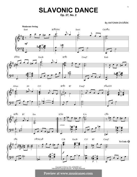 No.2 Starodávny: For piano (jazz version) by Antonín Dvořák