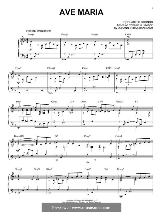 Ave Maria (Printable Sheet Music): For piano (jazz version) by Johann Sebastian Bach, Charles Gounod