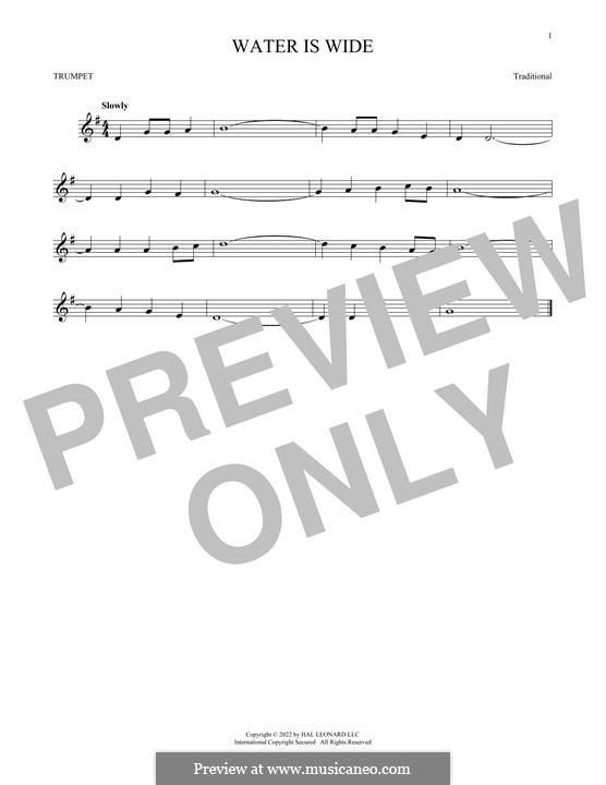 The Water is Wide (O Waly, Waly), Printable scores: For trumpet by folklore