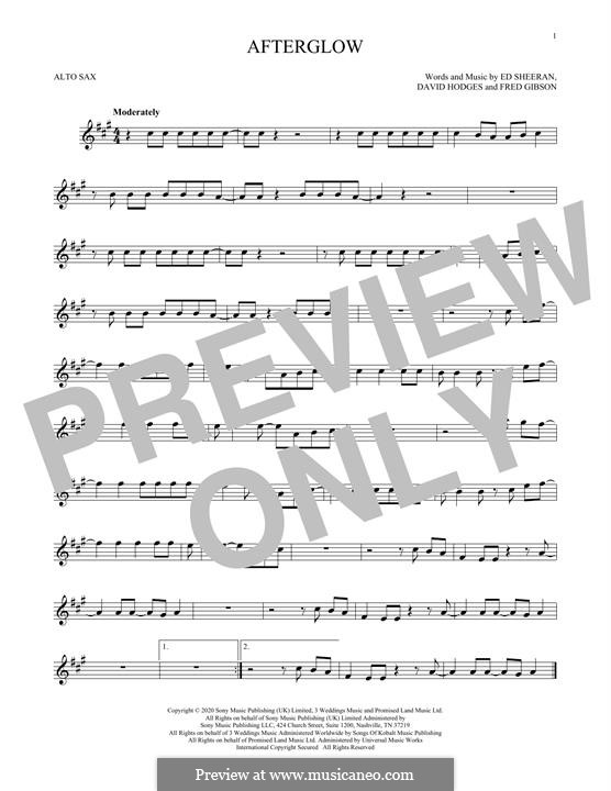 Afterglow: For alto saxophone by Ed Sheeran