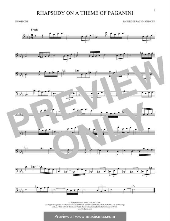Rhapsody on a Theme of Paganini, Op.43: For trombone (fragment) by Sergei Rachmaninoff