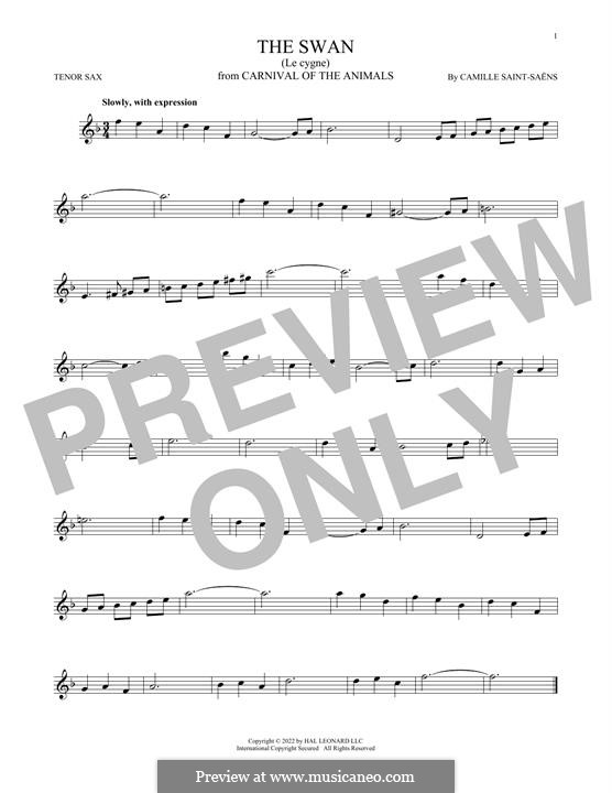 The Swan (printable scores): For tenor saxophone by Camille Saint-Saëns