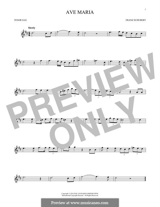 One instrument version: For tenor saxophone by Franz Schubert