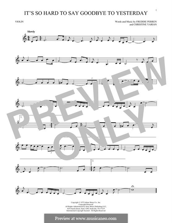 It's So Hard To Say Goodbye To Yesterday (Boyz II Men): For violin by Christine Yarian, Freddie Perren