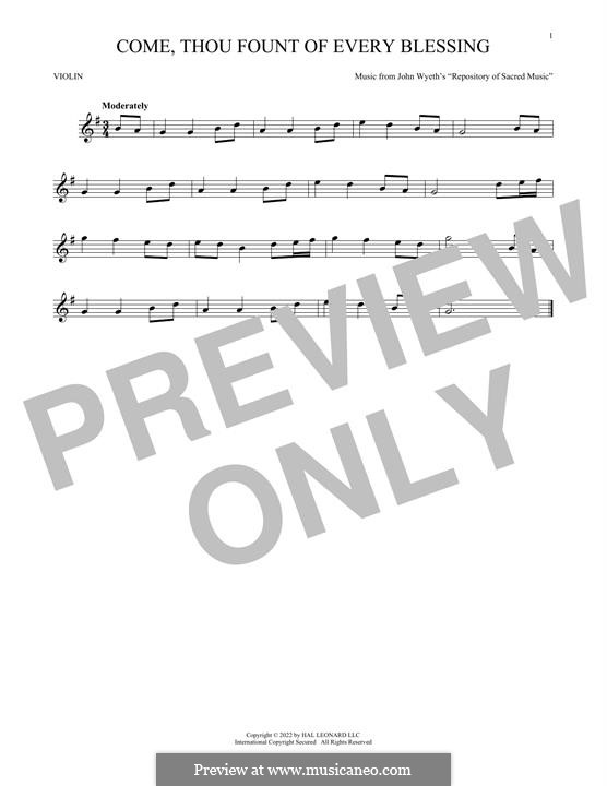 Come, Thou Fount of Every Blessing: For violin by John Wyeth