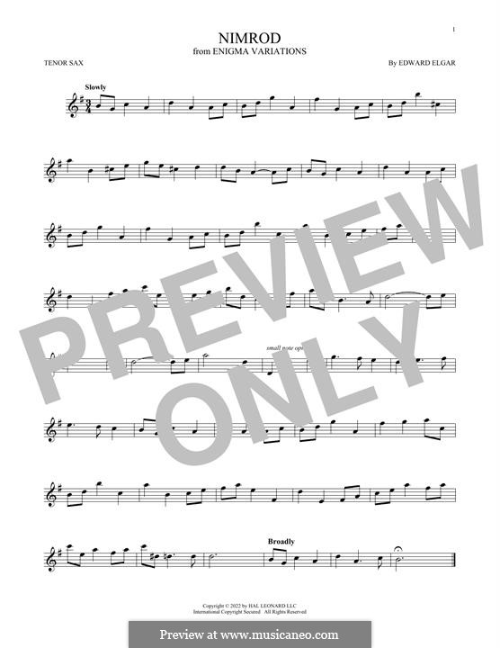 Variation No.9 'Nimrod': For tenor saxophone by Edward Elgar