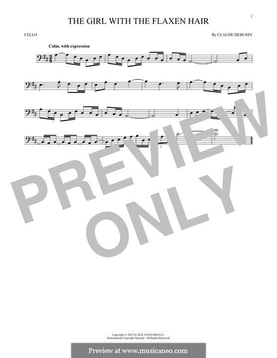 No.8 La fille aux cheveux de lin: For cello by Claude Debussy