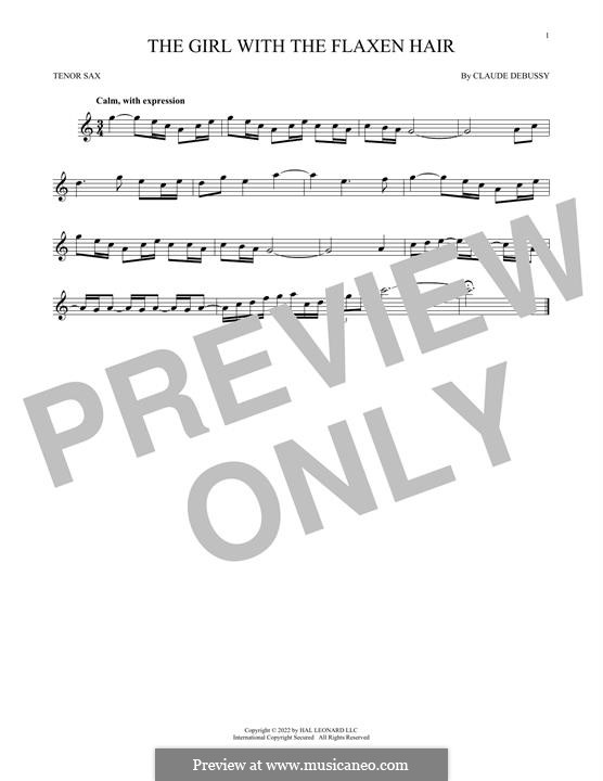 No.8 La fille aux cheveux de lin: For tenor saxophone by Claude Debussy