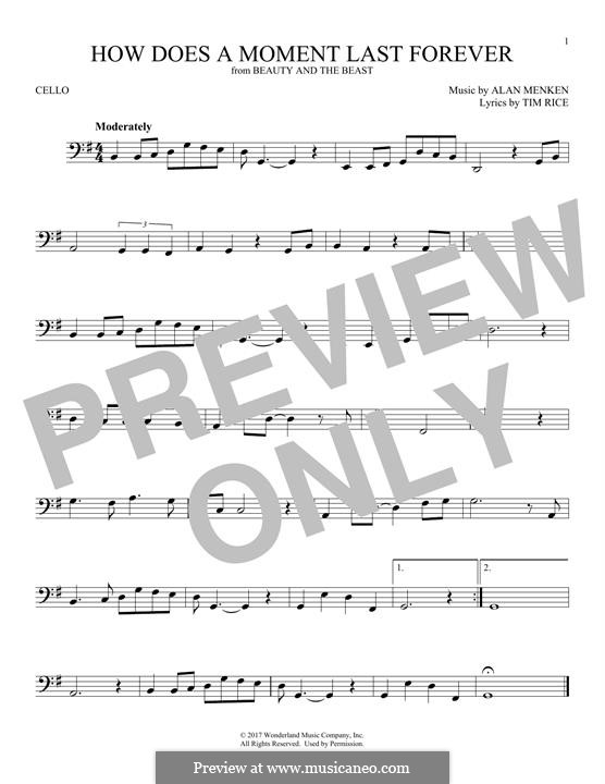 How Does a Moment Last Forever (Celine Dion): For cello by Alan Menken