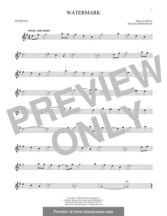 Watermark: For tenor saxophone by Enya