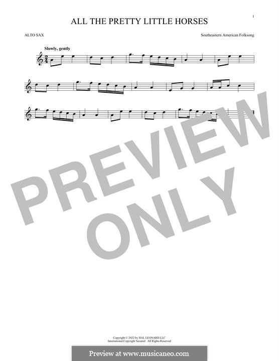 All the Pretty Little Horses: For alto saxophone by folklore
