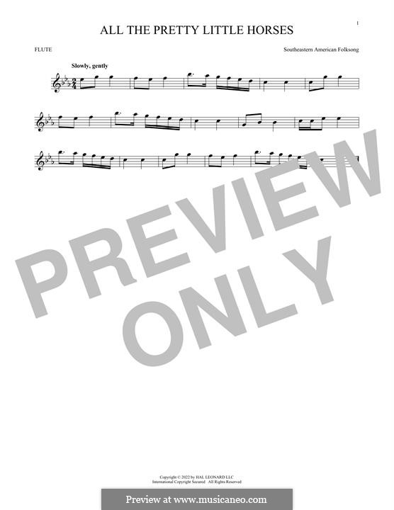 All the Pretty Little Horses: For flute by folklore