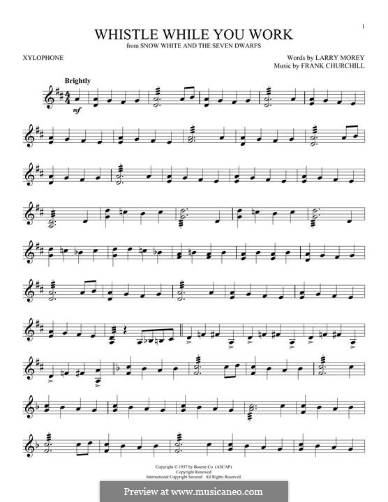 Whistle While You Work (from Snow White and The Seven Dwarfs): For xylophone by Frank Churchill, Larry Morey