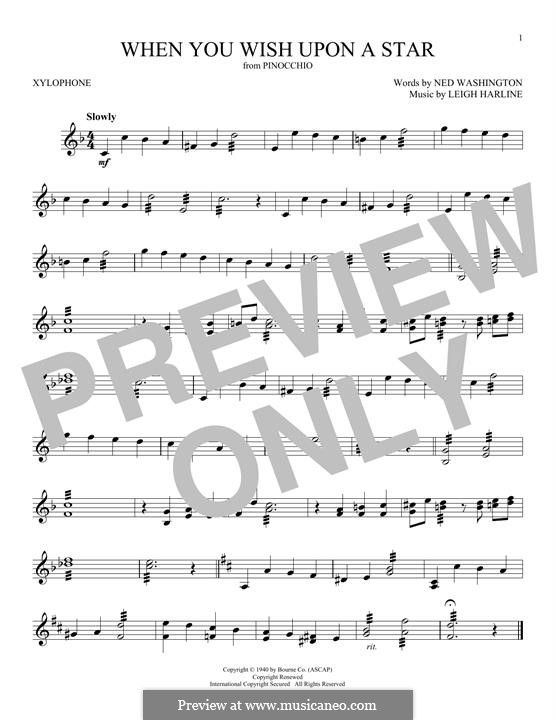 When You Wish Upon a Star (from Disney's Pinocchio): For xylophone by Leigh Harline